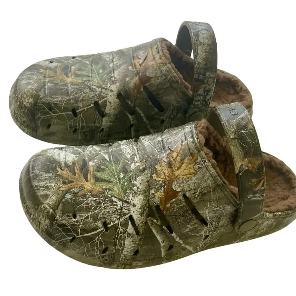 REAL TREE CLOGS SHERPA LINE‎ SHOES CAMOUFLAGE SZ 8 RUGGED SHARK HUNTING ARMY OAK